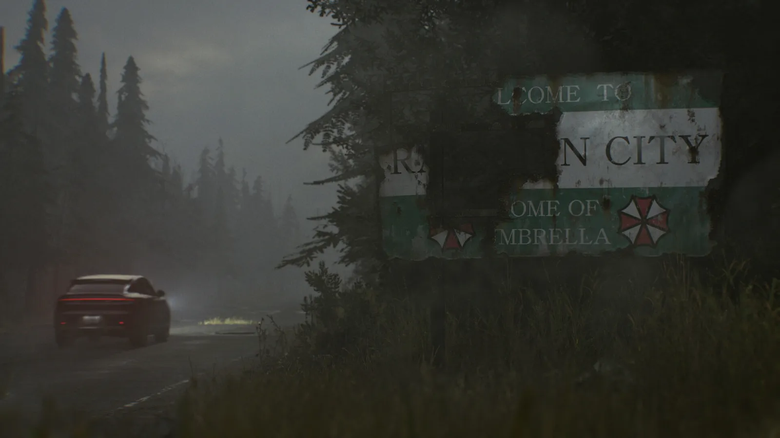 A Raccoon City street sign in Resident Evil Requiem